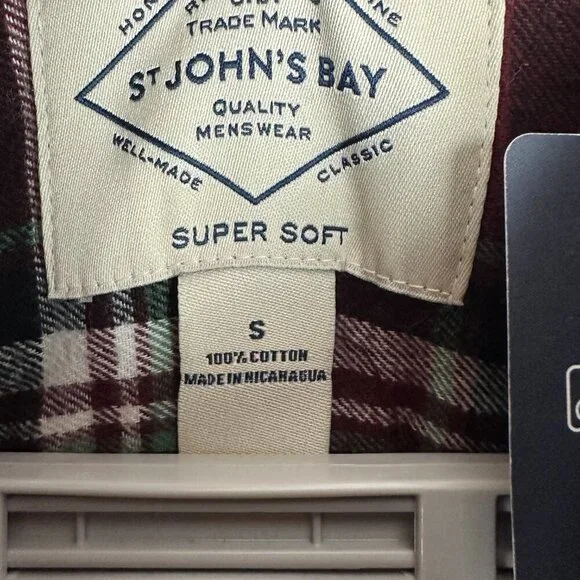 ST. JOHN'S BAY MEN'S CLASSIC FIT COTTON FLANNEL SHIRTPLAID PATTERN, SIZE S SMALL - Picture 3 of 11
